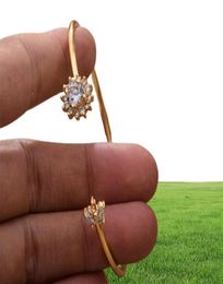 Bangle 24K 1Pcs Dubai Ethiopian Gold Color Zircon Cuff Bangles For Women Wife Wedding Jewelry BanglesBracelet Gifts6968361