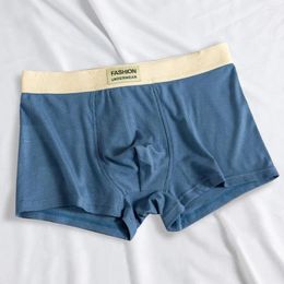 Underpants Men Shorts Briefs Men's Patchwork Color Letter Print With Elastic Waistband U-convex Design Mid-rise For Comfort