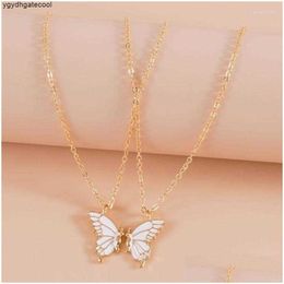 Anhänger Halsketten Anhänger Halsketten 2pcs Freund Schwestern geeignet für 2 Mädchen passende Schmetterling Anhänger Langstrecken Freundschaft Schmuck T8de Drop del dhpco