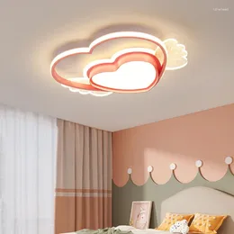 Ceiling Lights Cute Heart Shaped Wings Lamps Pink Love Lamp Little Girl Bedroom Light Modern Warm Romantic Princess Room