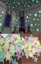 300pcs 3D Stars Glow In The Dark Wall Stickers Luminous Fluorescent Wall Stickers For Kids Baby Room Bedroom Ceiling Home Decor5892449