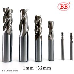 Bits Bb End Mills High Precision Hss Metal Cutter Co8 Cobalt D132mm 2 3 4 Flutes Teeth Aluminium Milling Tool Key Seater Router Bit