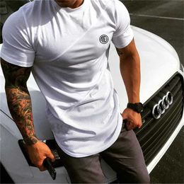 T-Shirts Brand mens muscle T-shirt bodybuilding mens top cotton single piece plus large T-shirt cotton mesh short sleeved T-shirt J240506