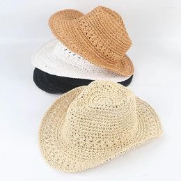 Berets Western Cowboy Hat Women Men 2024 Summer Beach Sun Cap Sunshade Cowgirl Chapeau Country Vintage Straw Hats