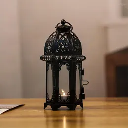 Candle Holders Moroccan Style Holder Iron Wind Lamp Lantern Candlestick Ornament Votive For Bar Home Wedding Decorat Q5d1