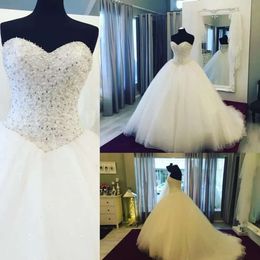 Sukienki z koralikami ślubnej sukni ślubnej Tiul Tiulle Sweet Dekolt Zamek na zamówienie zamku plus rozmiar Zamek