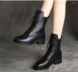 Boots Fashion Sexy Warm Pointed Shoes Women Winter Fleece Side Mid Heel Thick Bottom Short Leisure Round Head Black