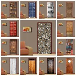 Stickers PVC SelfAdhesive Metal Door Stickers DIY Removable Wooden Doors Decal Home Design Door Posters Wall Sticker Customised Service
