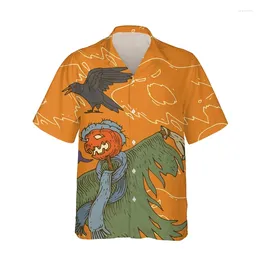 Men's Casual Shirts Summer Animal Crow 3D Printed Funny Shirt Creative Bird Unisex Harajuku Cool Short Sleeve Top Button