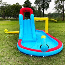 Inflatable Big Water Slide Park With Blower for Children Kids Park Toys with Water Cannons Backyard Outdoor Play Fun Birthday Party Gifts Elephant Theme Playhouse