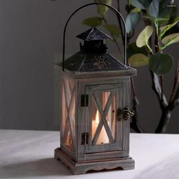 Candle Holders Exquisite Hanging Wedding Handmade Lantern With Handle Gift Style Holder Vintage Metal European Garden Home Wood L2E7