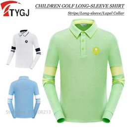 Men's T-Shirts TTYGJ Children Casual Striped Tops Boys Girls Long-slved T-shirt Kids Soft Badminton Polo Shirt Clothing S-XL Y240506