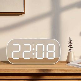 Desk Table Clocks Mirror Digital Alarm Clock Teperature Date Display Night Mode Snooze Table Clock 5 Level Brightness Dual Alarm12/24H LED Clock