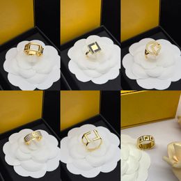 Luxury Classic Designer Ring F Letter rings for women 18K Gold Ring Opening Ring Designer Jewellery Retro Brass Rings wedding ring 20 options and one average size