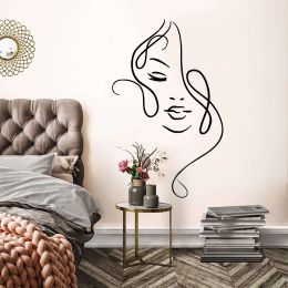 Stickers Beauty Feminine Line Drawing Wall Decal Girl Bedroom Makeup Spa Beauty Hair Salon Wall Sticker Shop Vinyl Decor