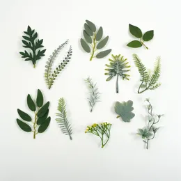 Decorative Flowers 36PCS Greenery Leaf Combo Set / Fake Grab Bag For DIY Crafts Bouquets Garland Decor