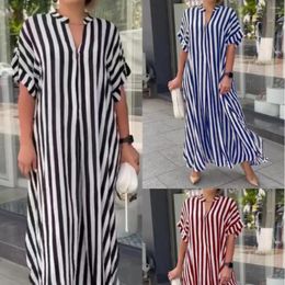 Casual Dresses 2024 Bohemian Holiday Sundress Summer Elegant Maxi Dress Women Chic Striped Robe Longue Beach Party Sleeveless