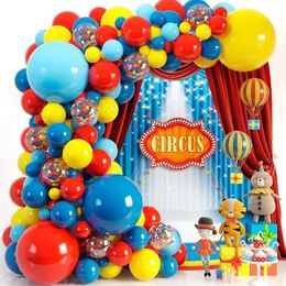 Carnival Circus themed birthday party supplies paper trays cups tissues tablecloths flags decorations 240506