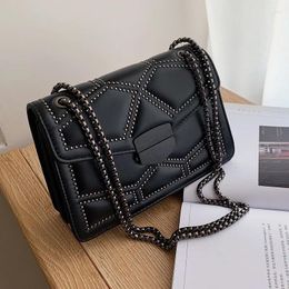 Shoulder Bags PU Leather Bag For Women 2024 Simple Luxury Solid Colour Crossbody Ladie Design Fashion Handbag And Purses Rivet