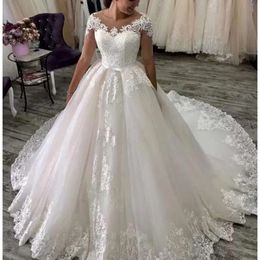 Bridal Gown Gorgeous Wedding Dresses Lace Applique A Line Long Sleeves Scoop Neck Plus Size Custom Made Vestido De Novia