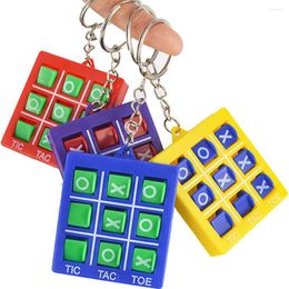 Party Favor 10Pcs Children's Puzzle Circle Fork Chess Toy XO Rotating Game With Key Chain Pendant For Kid Birthday Favors Pinata