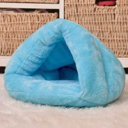 Cat Beds Furniture Winter Warm Triangle Dog Cat Nest Slippers Pet Dog Kennel Mat Padded Pet Sleeping Bag Yurt Nest for Puppy Kitten Pets Supplies