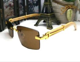 France Styles Wood Sunglasses Rimless Buffalo Horn Glasses Mens Sunglasses For Man Women Gold Wood Glasses Eyewear Frames Lunettes4707718