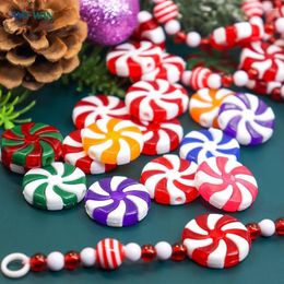 Christmas Decorations 50pcs Candy Ornaments Plastic Colorful Peppermint Hanging Decor For Home Fake Candies Xmas Tree Pendants DIY Year