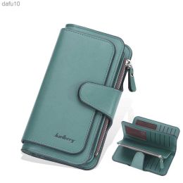 Wallets Baellerry 2022 Women Wallets Long Leather Multi Bits Card Holder Men Purse with Hidden Compartment Zipper Phone Wallet for Women L