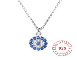 925 Sterling Silver devil evil blue eye Pendant necklace CZ Stone Womens Cubic Zirconia round shape Turkish Jewelry68236722187754