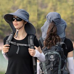 Wide Brim Hats Cap Fashion Big Hollow With Lanyard Summer Fishing Outdoor Climbing Sun Hat Women Visor Bucket