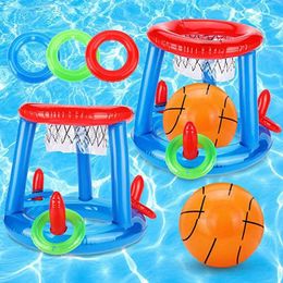 Inflatable Ring Throwing Ferrule Game Floating Basketball Hoop Interactive Water Sport Toy Party Favour Beach Fun Pool accessory 240506