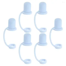 Disposable Cups Straws 6 Pcs Straw Cap Silicone Lid S Cover Caps Simple Covers Thickened Dust Plug Lids