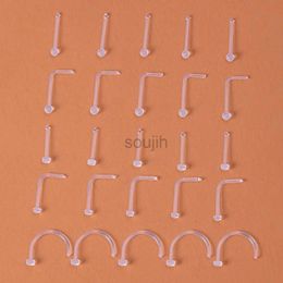 Body Arts 10pcs Clear Flexible Nose Ring Bioflex Nose Piercing Studs Acrylic Cartilage Earrings Body Jewelry For Women Men 20G d240503