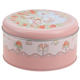 Storage Bottles Easter Cookie Tins Round Baking Cake Gift Strawberry Pattern Tinplate Empty Box Candies Boxes