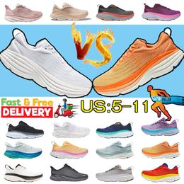 New style Mens Running Shoes designer sneakers Bondi 8 9 triple black white Lunar Rock Shell Coral Peach Goblin Blue Yellow womens trainers low price