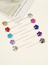 Brooches 15/20pcs/Set Multicolor Hijab Scarf Pins Brooch Straight Head Wedding Pin For Bride Fashion Jewellery Women's Accessories