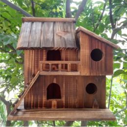 Nests Bird house Bird nest villa Handmade wood Creative and cute Home outdoor decorations Forest Park Wild bird house protection ZP