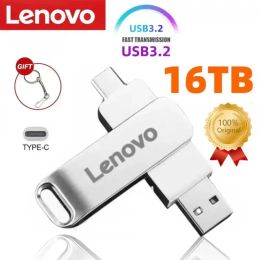 Adapter Lenovo 16TB USB 3.0 Flash Drive U Disc TypeC Interface High Speed 1TB Large Capacity 512GB 256GB Metal Pendrive Memoria Stick