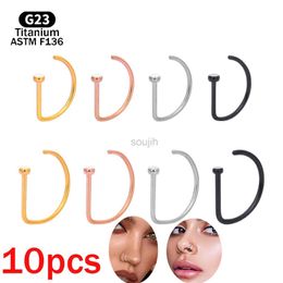 Body Arts 10pcs G23 Titanium Piercing Nose Ring D-shaped Medical 18G 20G Tragus Helix Stud Hoop Septum Earring Body Jewelry Wholesale d240503