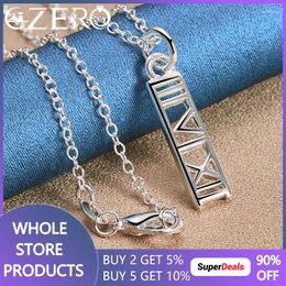 Pendants ALIZERO 925 Sterling Silver Roman Numerals Pendant Necklace 16-30 Inch Chain For Women Men Fashion Wedding Party Jewellery Gifts