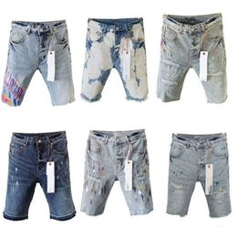 Purple Designer Mens Jeans Shorts Hip Hop Casual Short Knee Lenght Jean Clothing 29-40 High Quality Shorts Denim Jeans
