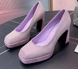 Дизайнерская обувь блестящие каблуки каблуки лаванды высокие каблуки насосы туфли женская деловая вечеринка свадебная обувь свадебная обувь для невесты вечерние вечеринка