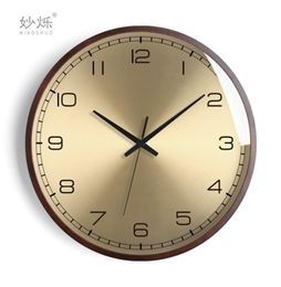 Nordic Luxury Large Wall Clock Wood Living Room Gold Clocks Wall Home Decor Bedroom Modern Design Duvar Saati Gift Ideas FZ109 LJ23042932