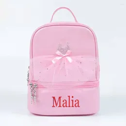 Backpack Custom Dance Bag With Any Name Latin Ballet Embroidered Large Capacity Fashion Lace Double Layer