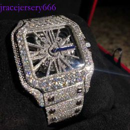 Custom Fine Jewelry Mechanical Men Pass Diamond Tester GRA Certified VVS Moissanite Iced Out Stainless Steel WatchVVS
