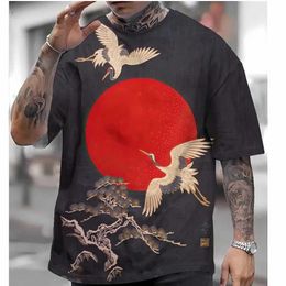 Men's T-Shirts 2024 New T Shirts For Mens Japanese Style Ukiyoe Graphic Clothing Oversized Short Slve Tops Summer Apparel Strt Male T-Shirt T240505