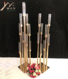 Candles 10 Heads Metal Candlestick Candelabra Candle Holders Stands Wedding Table Centrepieces Flower Vases Road Lead Party Decoration