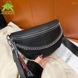 Shoulder Bags Fashion All-match Womens Genuine Leather Half Round 2024 Chain Crossbody Simplicity Women Handbags