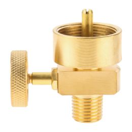 Grills Solid Brass 1LB Propane Gas Disposal Cylinder Bottle Adapter Valve +1/4"NPT Male & M8*1 Female Thread Grill Fire Pit Stove BBQ